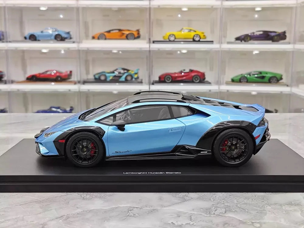[Top Speed] 1:18 Lamborghini 2021 Huracan STO Blue Model Car Resin