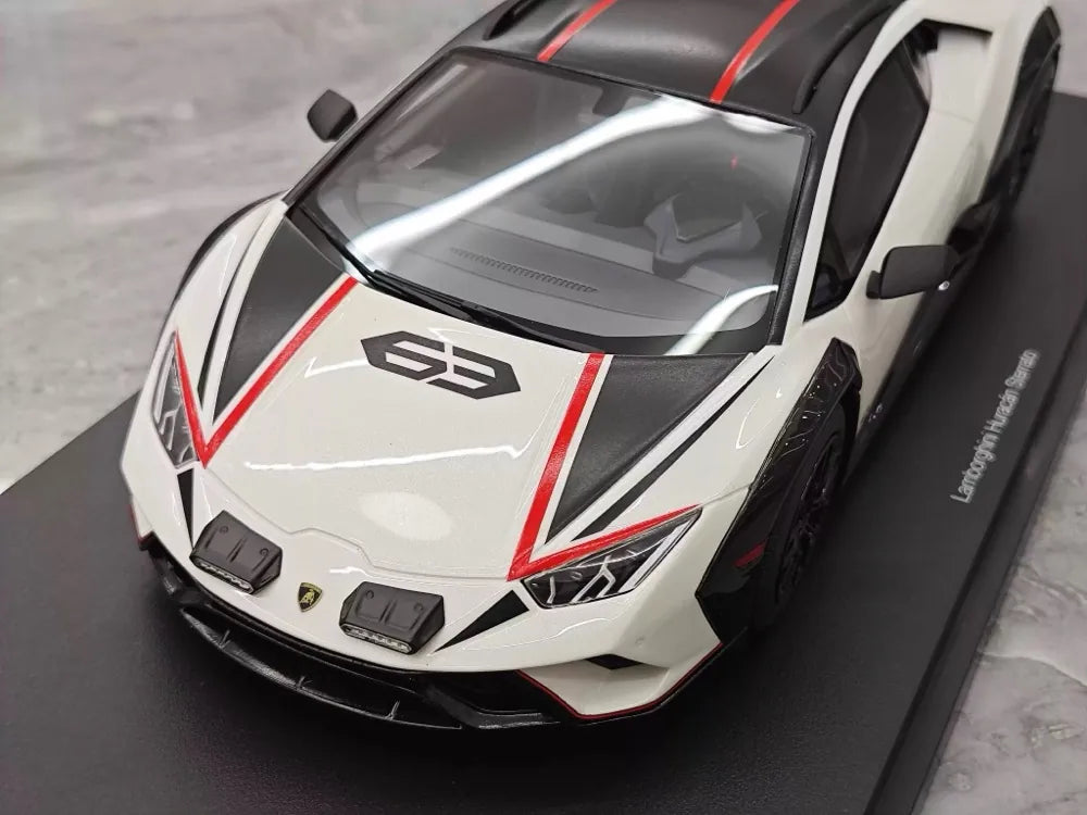 [Top Speed] 1:18 Lamborghini 2021 Huracan STO White Model Car Resin