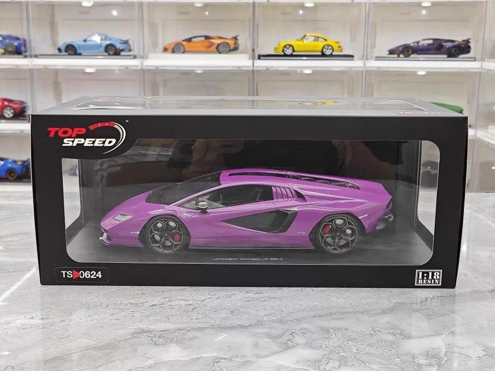 [Top Speed] 1:18 Lamborghini 2022 Countach LPI 800-4 Purple Model Car Resin