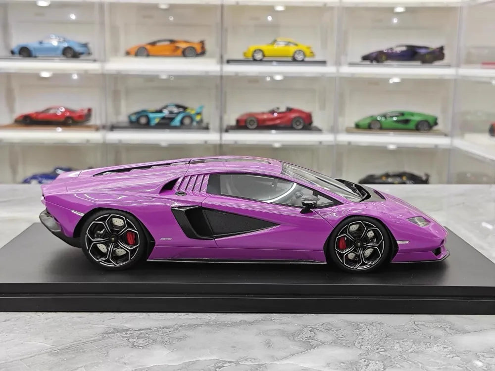[Top Speed] 1:18 Lamborghini 2022 Countach LPI 800-4 Purple Model Car Resin
