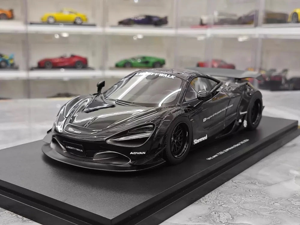 [Top Speed] 1:18 McLaren 2024 720S Liberty Walk svart modellbil harts