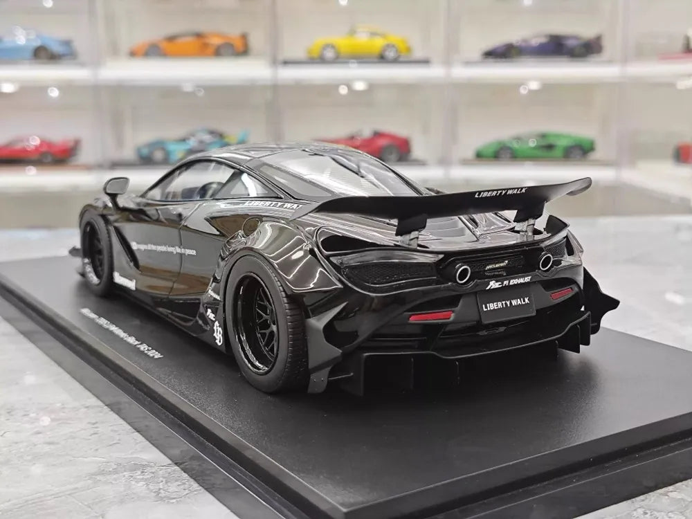 [Top Speed] 1:18 McLaren 2024 720S Liberty Walk svart modellbil harts