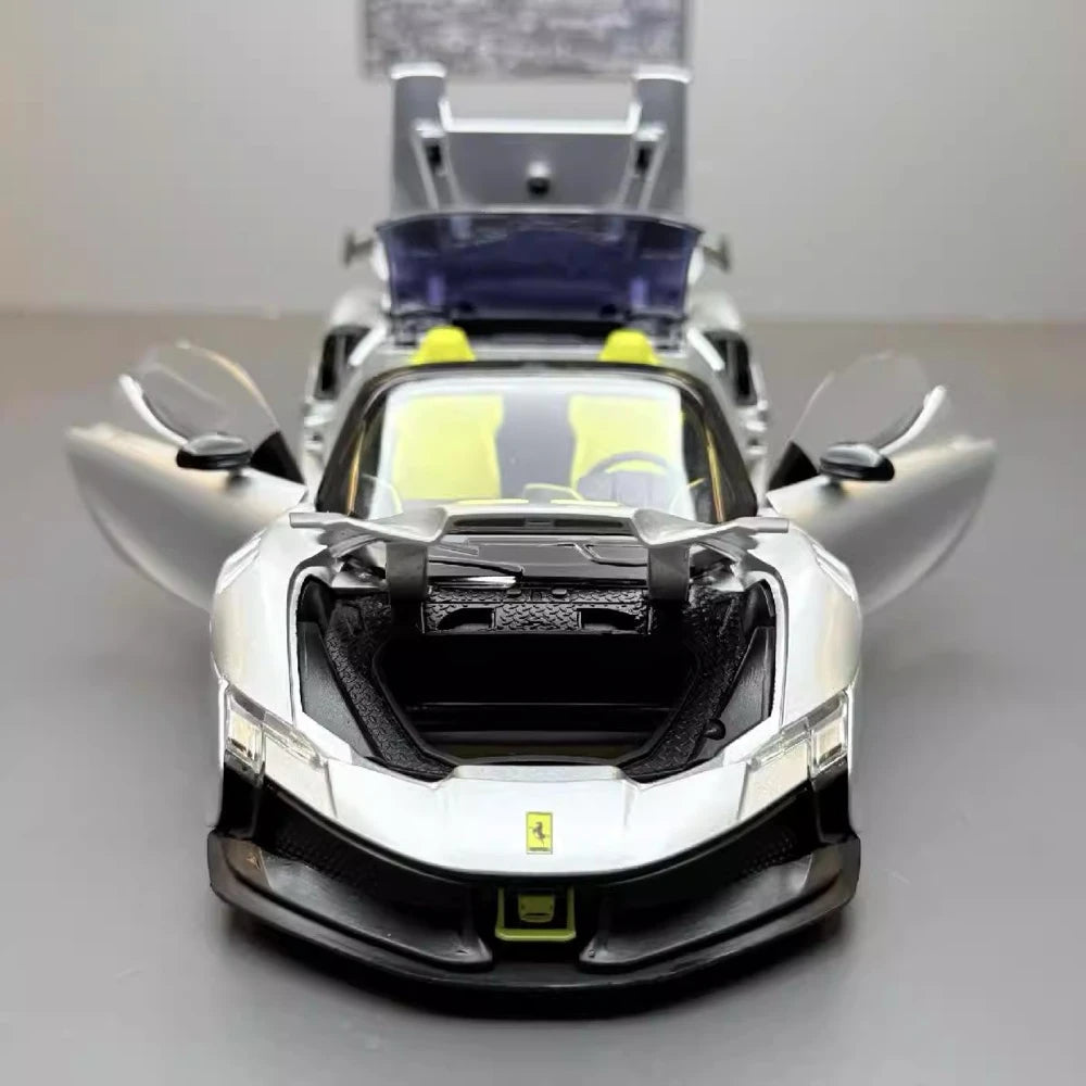 [TOY] 1:24 Ferrari 2023 SF90 XX Stradale Silver Model Car Die-Cast