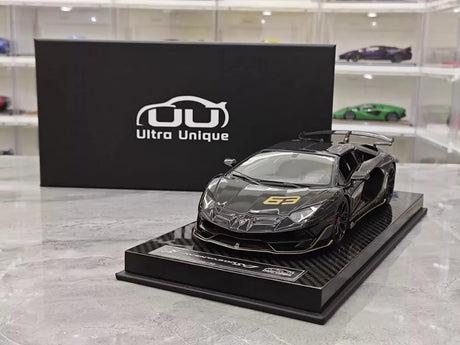 [Ultra Unique] 1:18 Lamborghini 2019 Aventador SVJ Coupe Black Model Car Resin