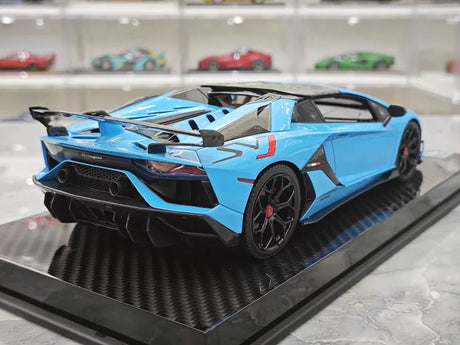 [Ultra Unique] 1:18 Lamborghini 2019 Aventador SVJ Roadster Blue Model Car Resin