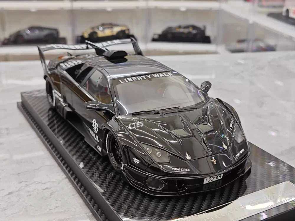 [VIP] 1:18 Lamborghini 2009 Murcielago GT EVO Liberty Walk Black Model Car Resin