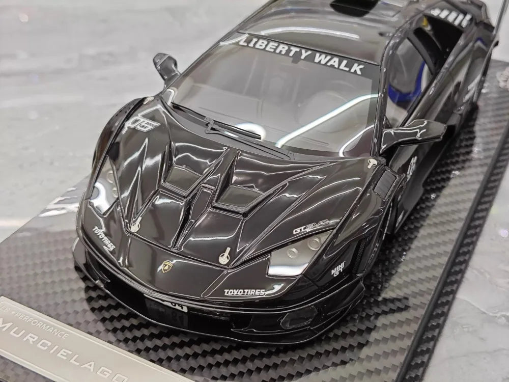 [VIP] 1:18 Lamborghini 2009 Murcielago GT EVO Liberty Walk Black Model Car Resin