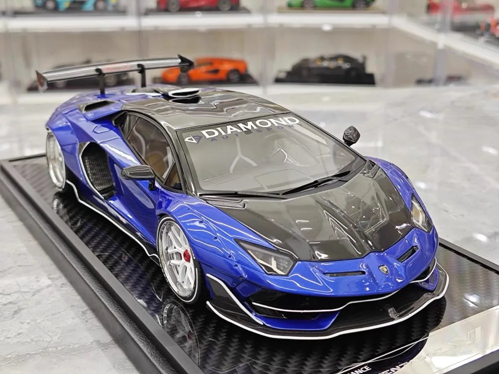 [VIP] 1:18 Lamborghini 2019 Aventador SVJ Liberty Walk blu modellino di auto resina