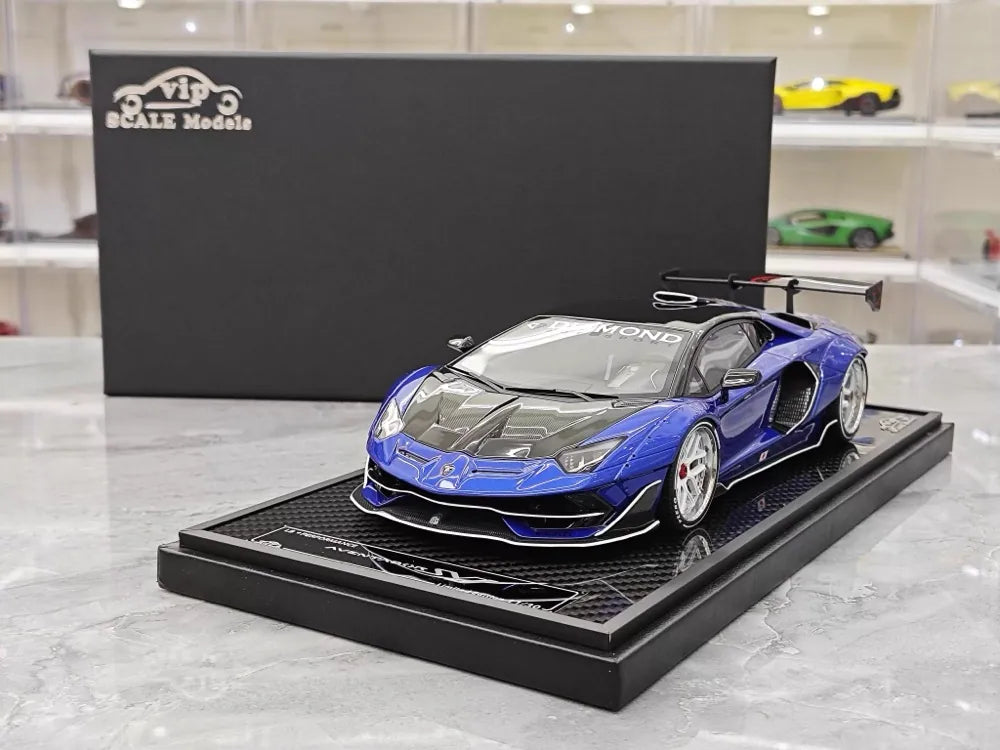 [VIP] 1:18 Lamborghini 2019 Aventador SVJ Liberty Walk blu modellino di auto resina