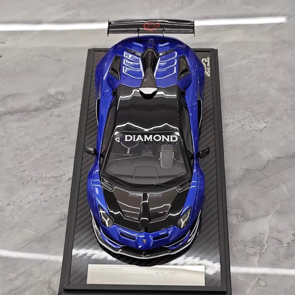 [VIP] 1:18 Lamborghini 2019 Aventador SVJ Liberty Walk blu modellino di auto resina