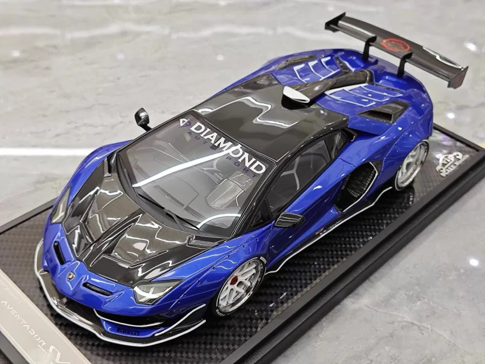 [VIP] 1:18 Lamborghini 2019 Aventador SVJ Liberty Walk blu modellino di auto resina