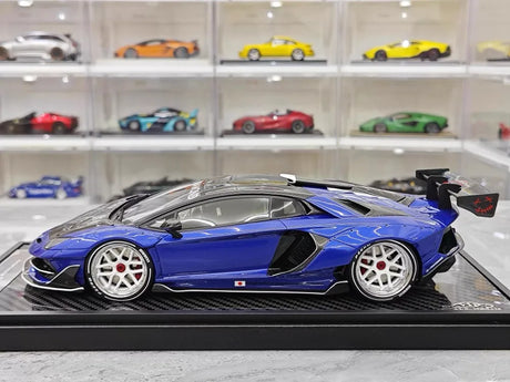 [VIP] 1:18 Lamborghini 2019 Aventador SVJ Liberty Walk Blue Model Car Resin