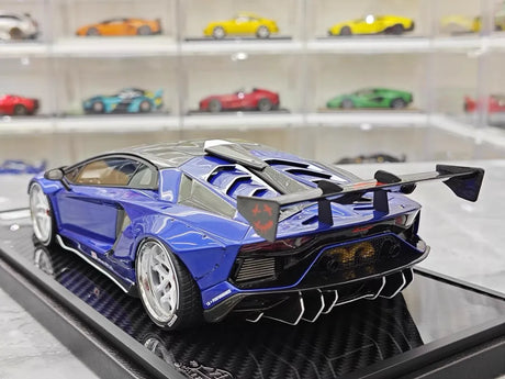 [VIP] 1:18 Lamborghini 2019 Aventador SVJ Liberty Walk Blue Model Car Resin
