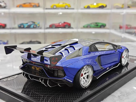 [VIP] 1:18 Lamborghini 2019 Aventador SVJ Liberty Walk Blue Model Car Resin