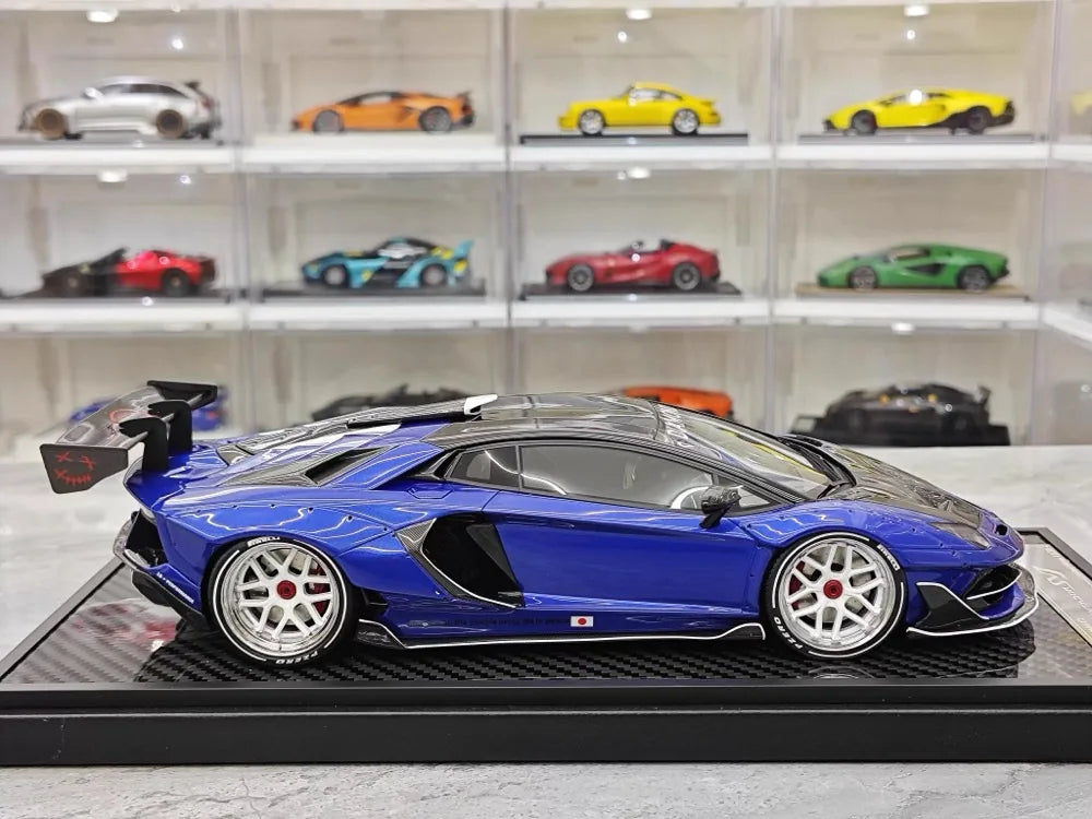 [VIP] 1:18 Lamborghini 2019 Aventador SVJ Liberty Walk blu modellino di auto resina