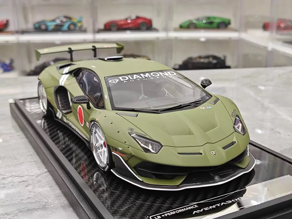 [VIP] 1:18 Lamborghini 2019 Aventador SVJ Liberty Walk vihreä pienoismalli Hartsi
