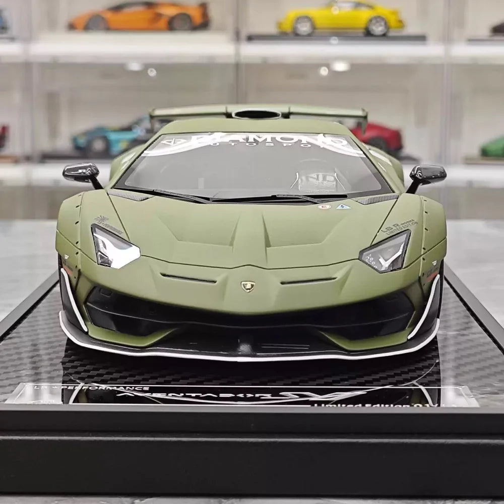 [VIP] 1:18 Lamborghini 2019 Aventador SVJ Liberty Walk Green Model Car Resin