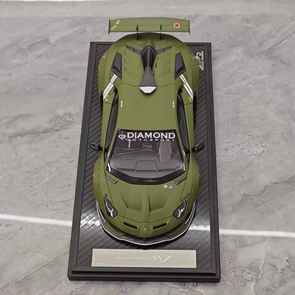 [VIP] 1:18 Lamborghini 2019 Aventador SVJ Liberty Walk vihreä pienoismalli Hartsi