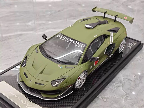 [VIP] 1:18 Lamborghini 2019 Aventador SVJ Liberty Walk Green Model Car Resin