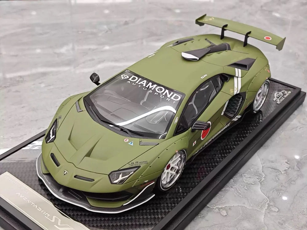 [VIP] 1:18 Lamborghini 2019 Aventador SVJ Liberty Walk Green Model Car Resin
