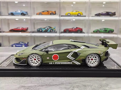 [VIP] 1:18 Lamborghini 2019 Aventador SVJ Liberty Walk Green Model Car Resin