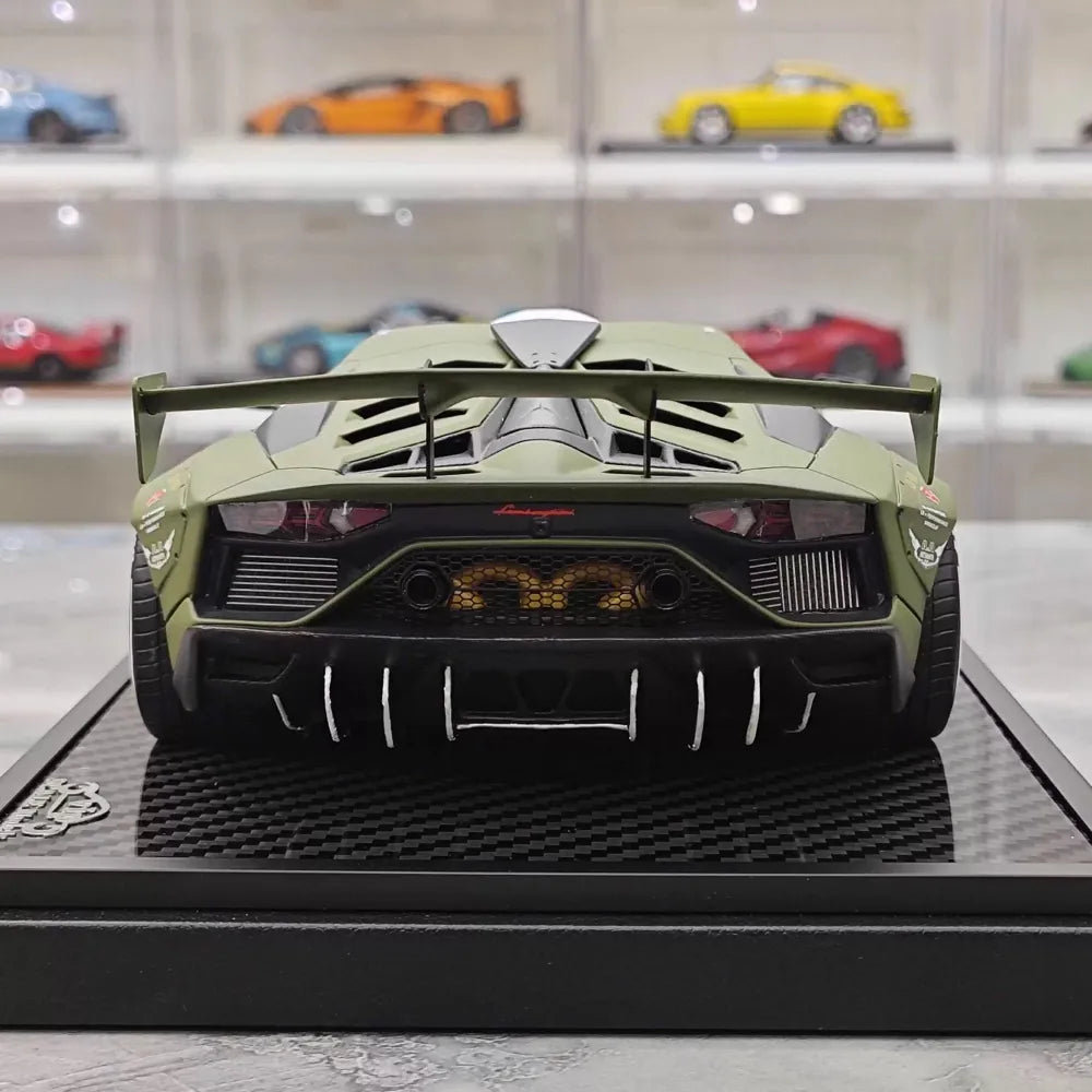 [VIP] 1:18 Lamborghini 2019 Aventador SVJ Liberty Walk Green Model Car Resin