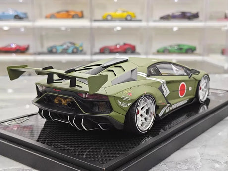 [VIP] 1:18 Lamborghini 2019 Aventador SVJ Liberty Walk Green Model Car Resin