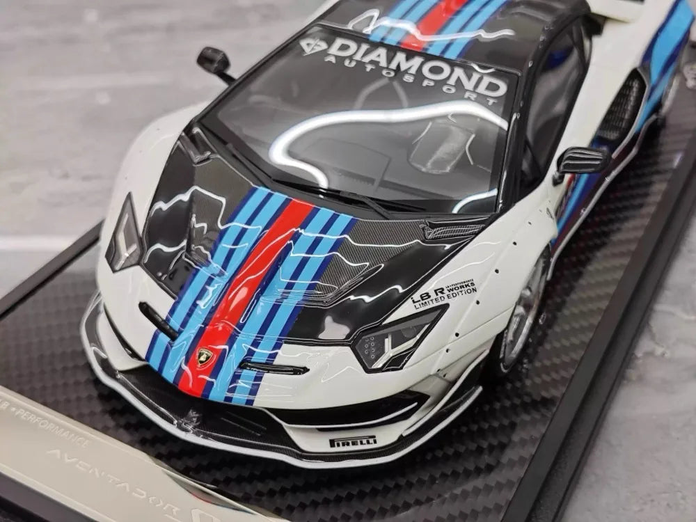[VIP] 1:18 Lamborghini 2019 Aventador SVJ Liberty Walk Martini modellino di auto resina