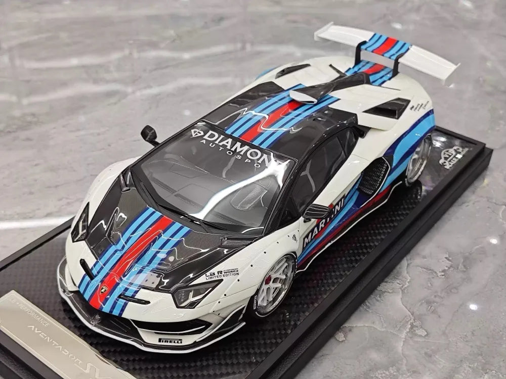 [VIP] 1:18 Lamborghini 2019 Aventador SVJ Liberty Walk Martini modellino di auto resina