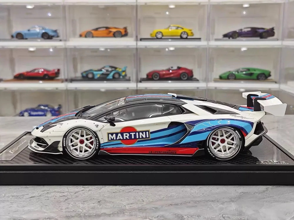 [VIP] 1:18 Lamborghini 2019 Aventador SVJ Liberty Walk Martini modellino di auto resina