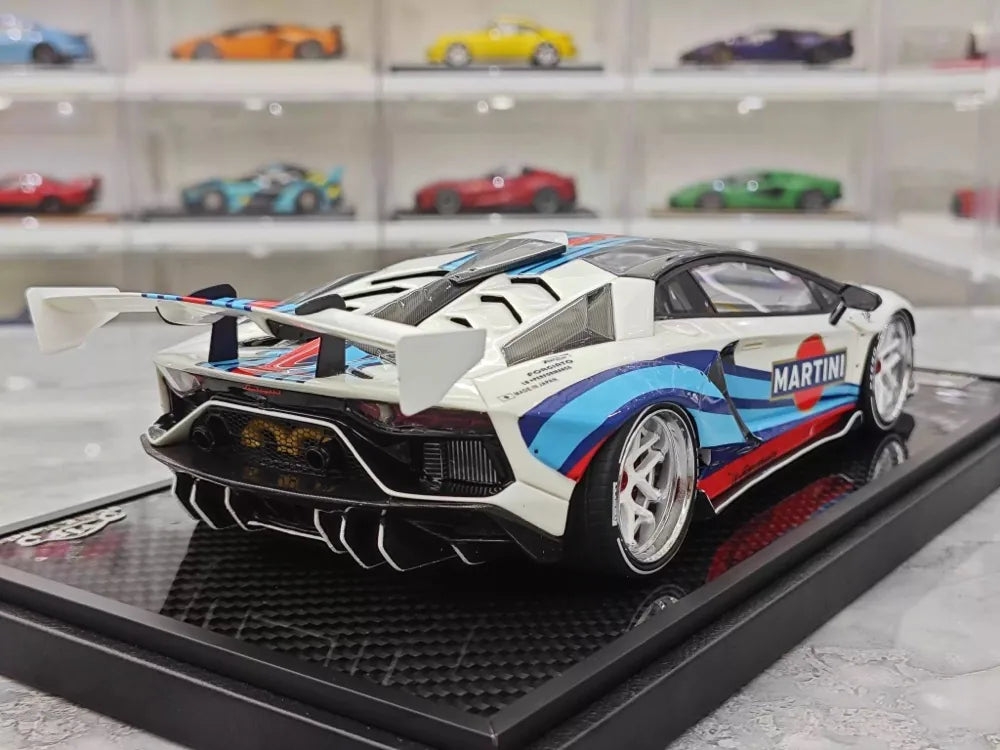 [VIP] 1:18 Lamborghini 2019 Aventador SVJ Liberty Walk Martini modellino di auto resina