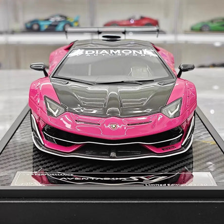 [VIP] 1:18 Lamborghini 2019 Aventador SVJ Liberty Walk Pink Model Car Resin