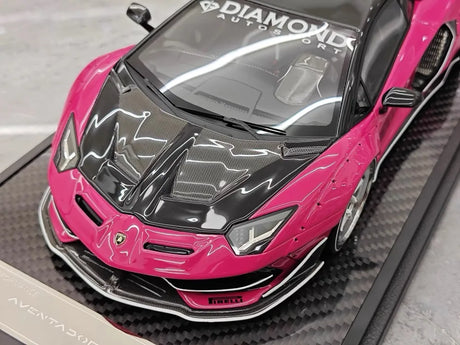 [VIP] 1:18 Lamborghini 2019 Aventador SVJ Liberty Walk Pink Model Car Resin