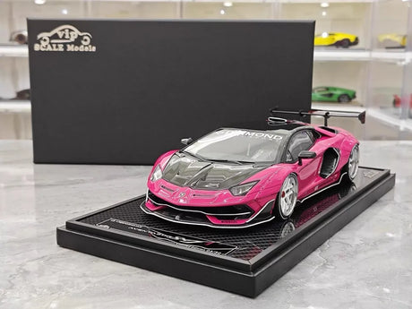 [VIP] 1:18 Lamborghini 2019 Aventador SVJ Liberty Walk Pink Model Car Resin