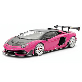 [VIP] 1:18 Lamborghini 2019 Aventador SVJ Liberty Walk rose voiture miniature Resin