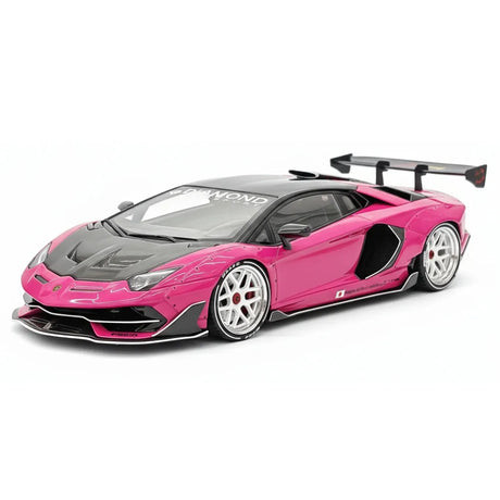 [VIP] 1:18 Lamborghini 2019 Aventador SVJ Liberty Walk Pink Model Car Resin