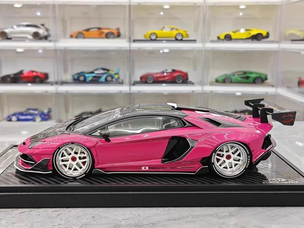 [VIP] 1:18 Lamborghini 2019 Aventador SVJ Liberty Walk Pink pienoismalli Hartsi