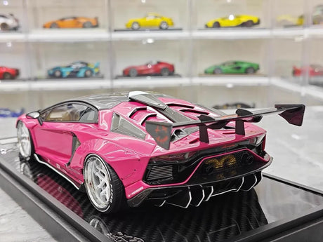 [VIP] 1:18 Lamborghini 2019 Aventador SVJ Liberty Walk Pink Model Car Resin