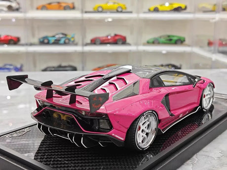 [VIP] 1:18 Lamborghini 2019 Aventador SVJ Liberty Walk Pink Model Car Resin
