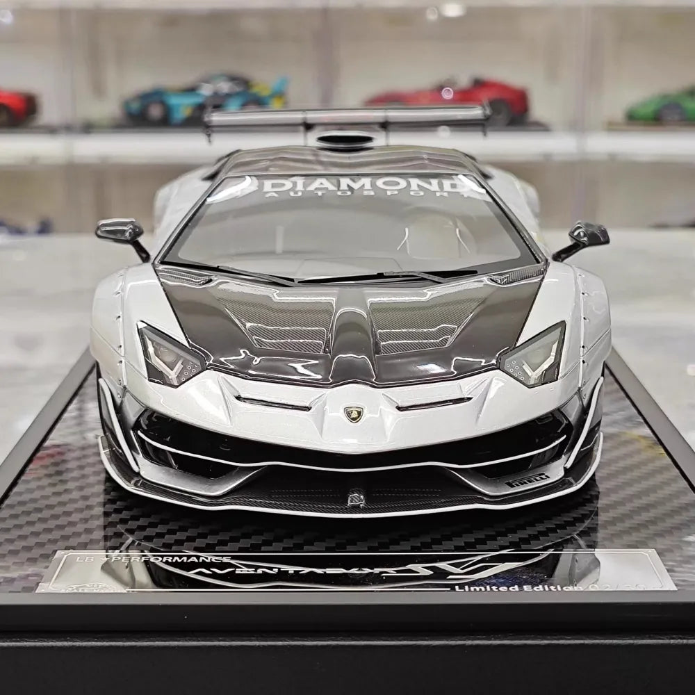 [VIP] 1:18 Lamborghini 2019 Aventador SVJ Liberty Walk シルバー モデルカー レジン