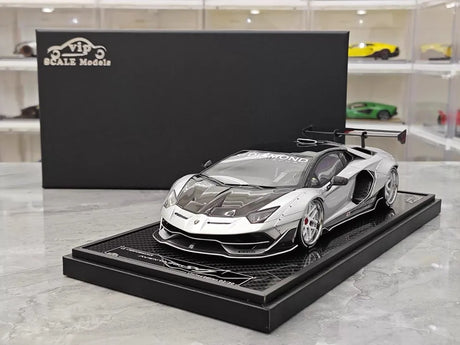 [VIP] 1:18 Lamborghini 2019 Aventador SVJ Liberty Walk Silver Model Car Resin