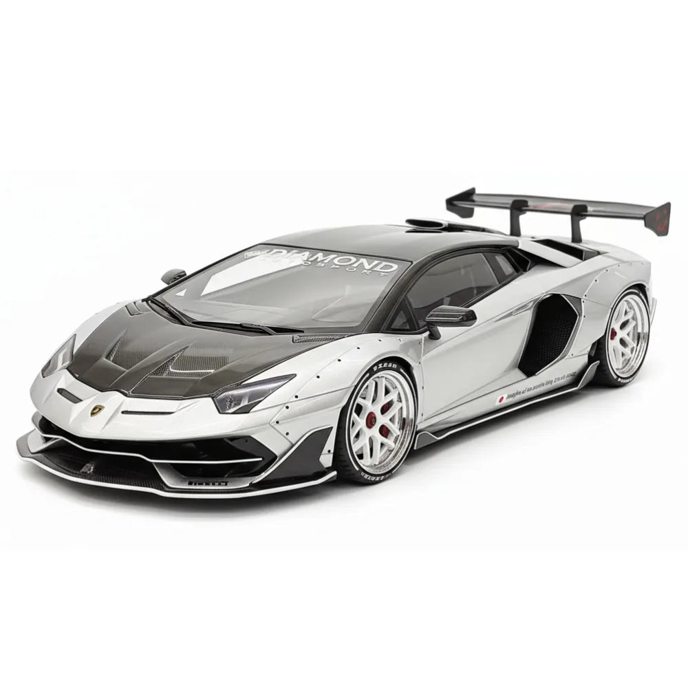 [VIP] 1:18 Lamborghini 2019 Aventador SVJ Liberty Walk シルバー モデルカー レジン