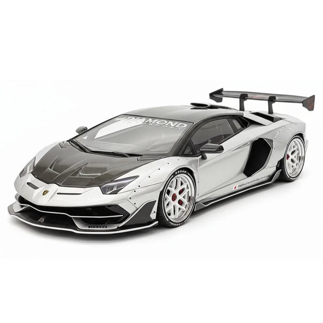 [VIP] 1:18 Lamborghini 2019 Aventador SVJ Liberty Walk シルバー モデルカー レジン