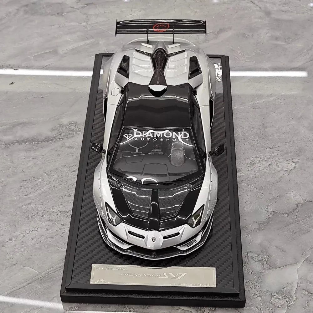 [VIP] 1:18 Lamborghini 2019 Aventador SVJ Liberty Walk シルバー モデルカー レジン