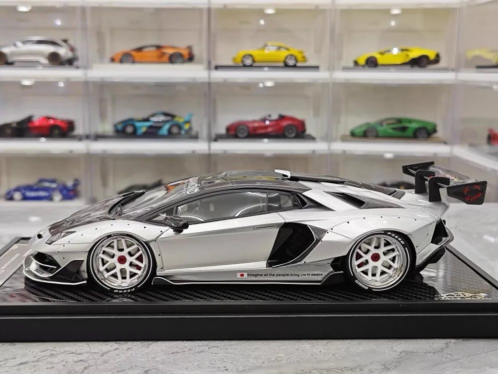 [VIP] 1:18 Lamborghini 2019 Aventador SVJ Liberty Walk argento modellino di auto resina