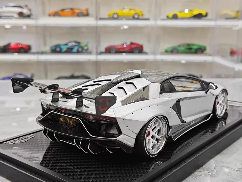 [VIP] 1:18 Lamborghini 2019 Aventador SVJ Liberty Walk argento modellino di auto resina