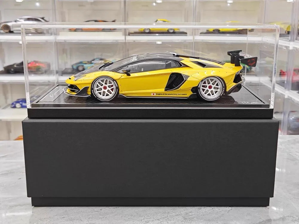 [VIP] 1:18 Lamborghini 2019 Aventador SVJ Liberty Walk Yellow Model Car Resin