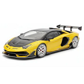 [VIP] 1:18 Lamborghini 2019 Aventador SVJ Liberty Walk Yellow Model Car Resin