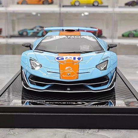 [VIP] 1:18 Lamborghini 2019 Aventador SVJ Liberty Walk Gulf Model Car Resin