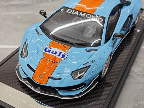 [VIP] 1:18 Lamborghini 2019 Aventador SVJ Liberty Walk Gulf Model Car Resin